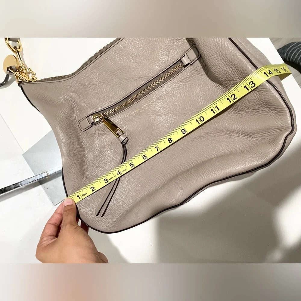 Marc Jacobs Taupe Leather Hobo Bag with Gold Hardware
